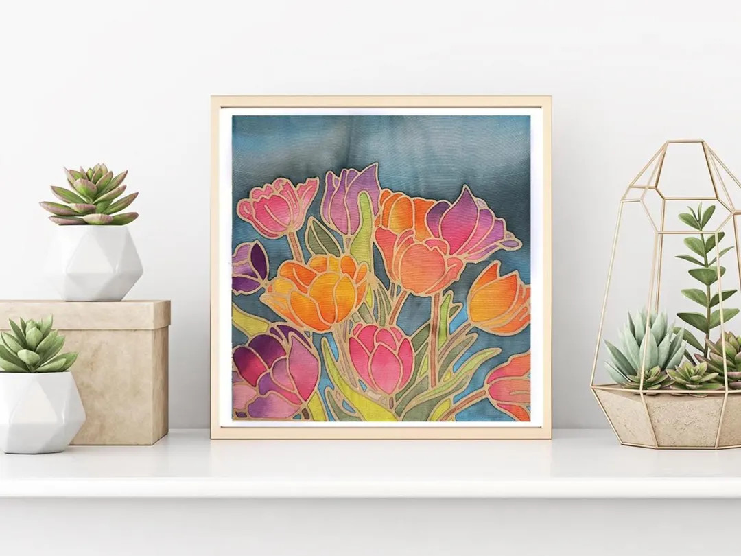 DIY Batik Tulip Fabric Painting Kit - 8x8 Inch Pre Drawn Wax Design, Paint, Brush and Palette. Fu... | Etsy (US)