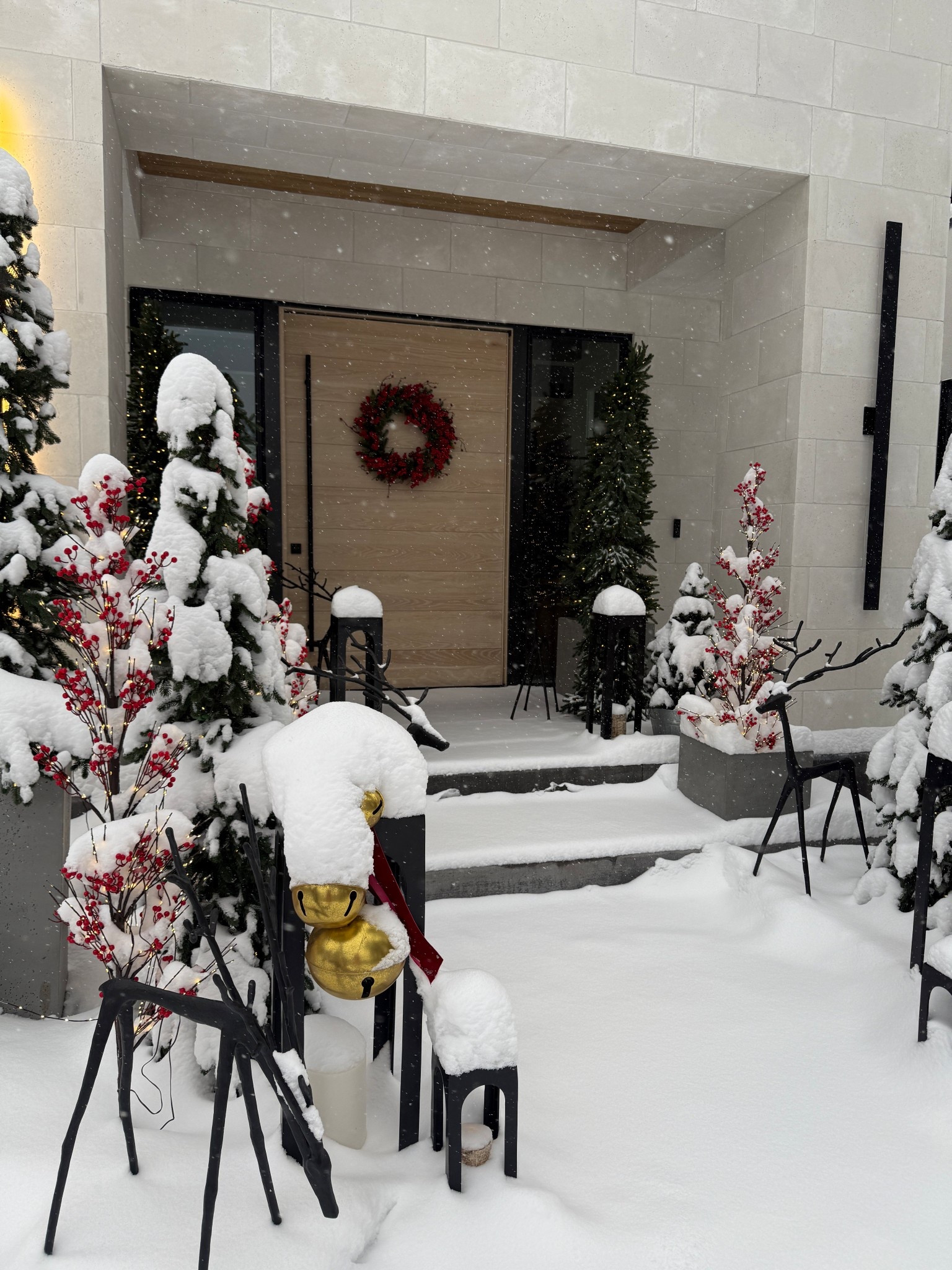 The pine trees on the front porch look so magical covered in snow! Christmas front porch details linked.

#LTKSeasonal #LTKHoliday #LTKHome
