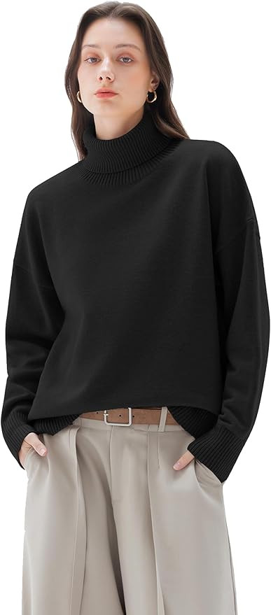 SUUKSESS Women Cashmere Oversized Chunky Turtleneck Pullover Sweater Long Sleeve Knit Jumper Tops | Amazon (US)