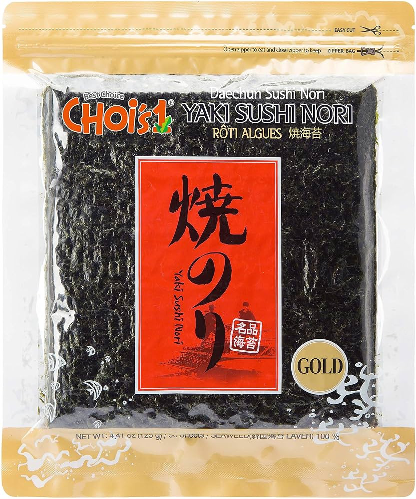 CHOI's 1(Daechun) Roasted Seaweed, Gim, Sushi Nori - (50 full sheets)- Gold Grade- Vegan, Keto, G... | Amazon (US)