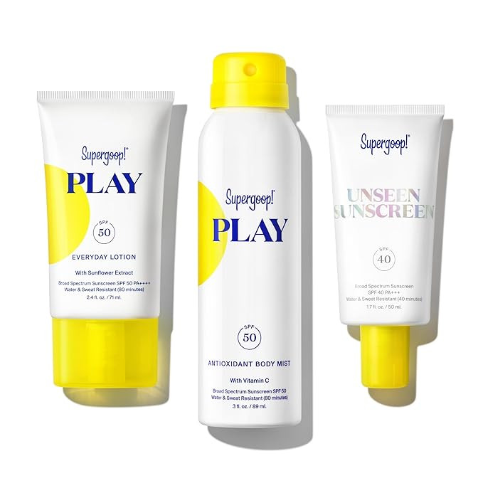 Supergoop! Travel Kit - Includes PLAY Everyday Lotion (2.4 oz) + Unseen Sunscreen (1.7 oz) + PLAY... | Amazon (US)