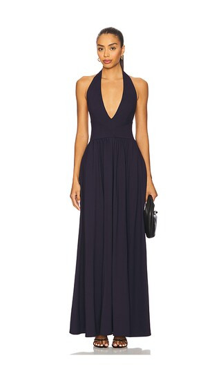Halter Gathered Dress in Midnight | Revolve Clothing (Global)
