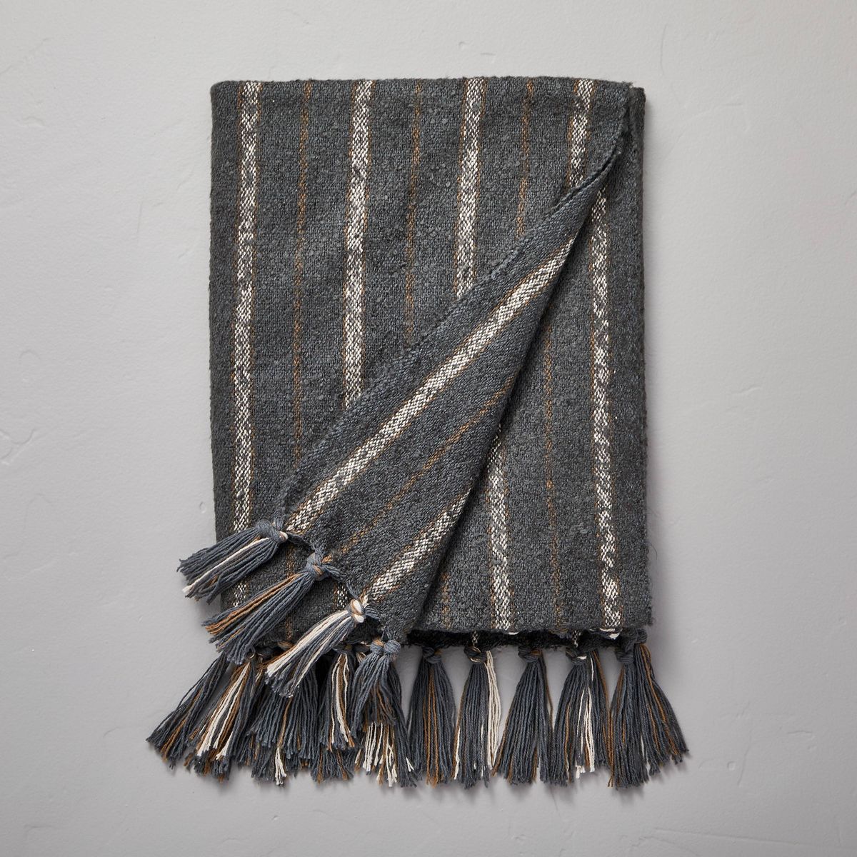 Chipped Stripe Woven Throw Blanket Dark Gray/Cream/Almond - Hearth & Hand™ with Magnolia | Target