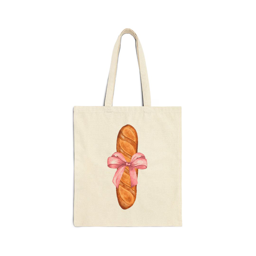 Coquette Baguette Bow Canvas Tote Bag - Etsy | Etsy (US)