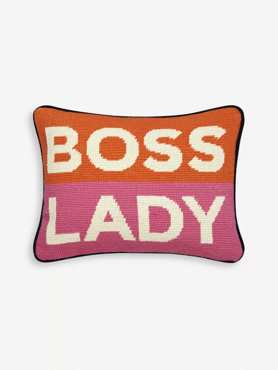 Boss Lady needlepoint cushion 30.5cm x 23cm | Selfridges