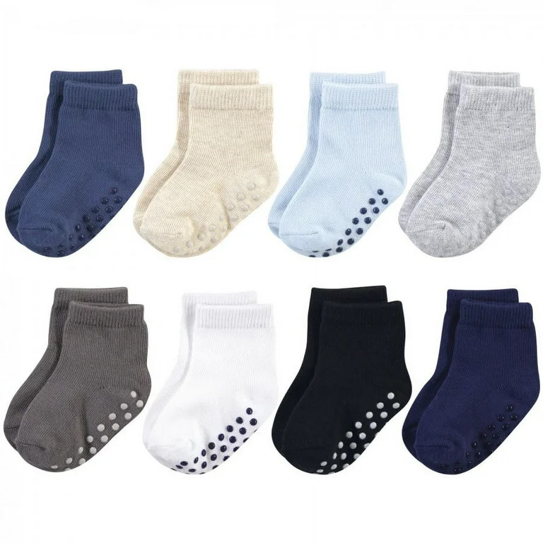 Touched by Nature Baby and Toddler Boy Organic Cotton Socks with Non-Skid Gripper for Fall Resist... | Walmart (US)