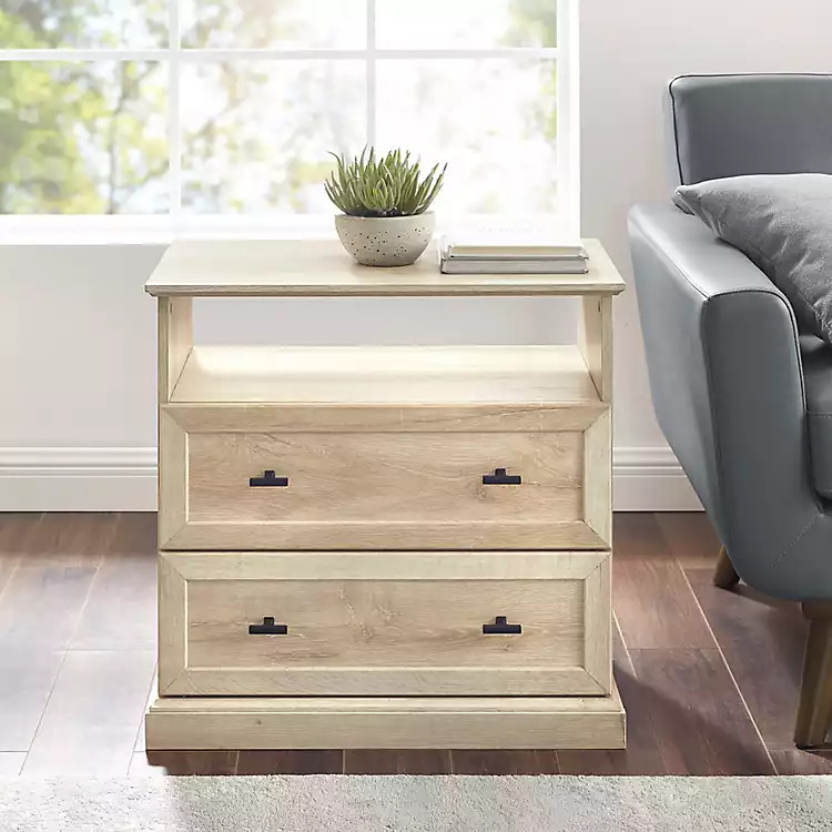 White Oak 2-Drawer End Table | Kirkland's Home