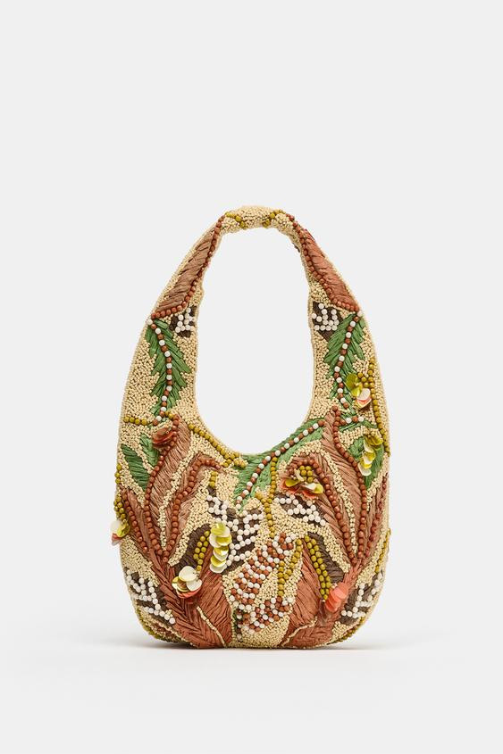 BEADED PRINT BAG | Zara US