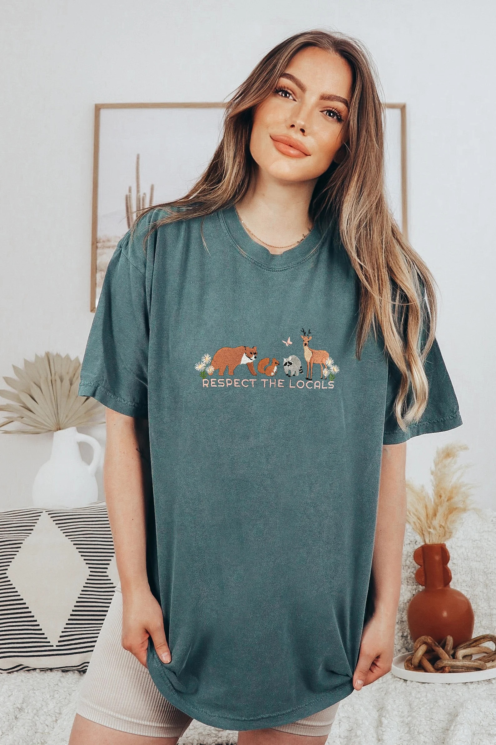 Respect Local Wildlife Embroidered Tshirt, Protect National Parks, Camping Outdoors Granola Girl ... | Etsy (Global)
