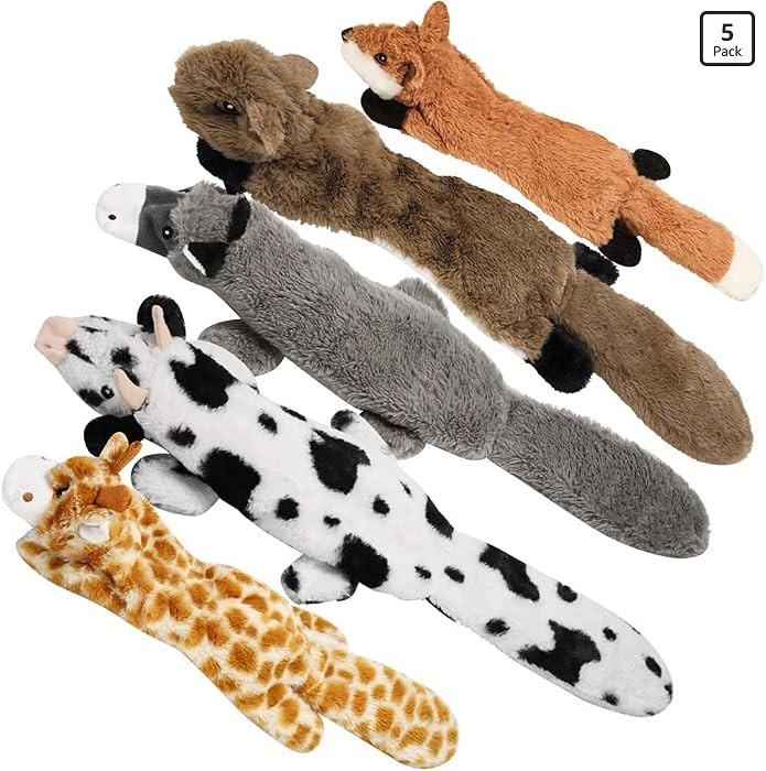 Nocciola Dog Squeaky Toys, 5 PCS Crinkle Plush Dog Toys, No Stuffing Dog Toys for Small Medium La... | Amazon (US)