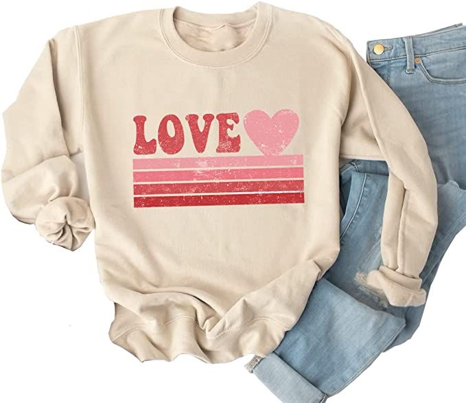 Dahuiya Leopard Valentines Day Sweatshirt Womens Cute Love Heart Valentines Shirts VDay Shirt | Amazon (US)