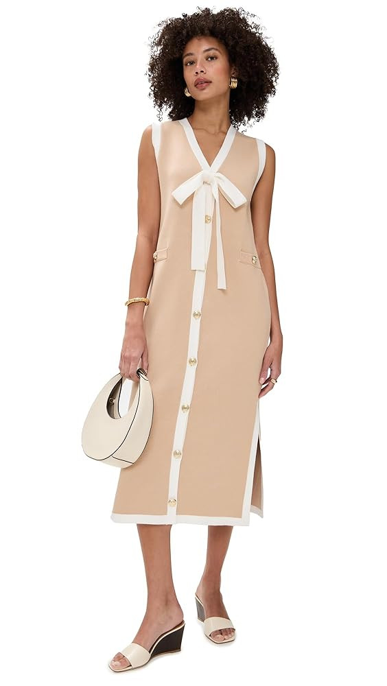 English Factory Women's Knit Midi Dress with Ribbon Tie | Amazon (US)