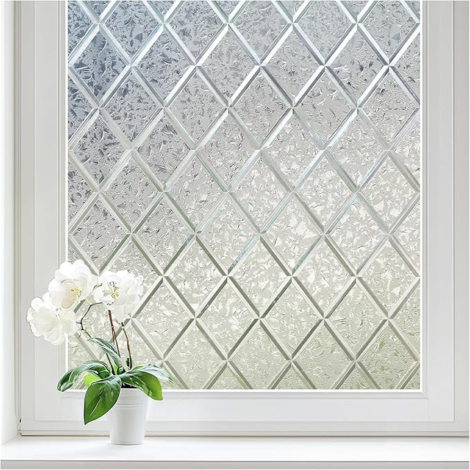 Haton Window Privacy Film Decorative Frosted Glass Window Film, Sun Blocking Stained Glass Clings... | Amazon (US)