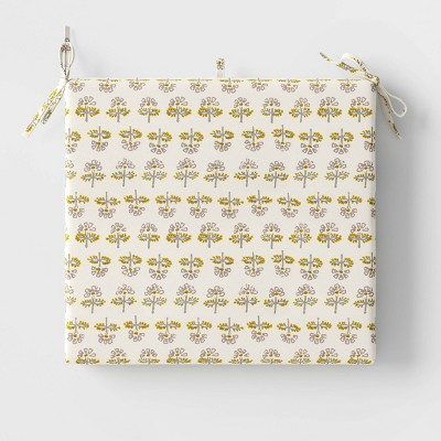 DuraSeason Fabric™ Outdoor Seat Pad Woodblock Daisy - Threshold™ | Target