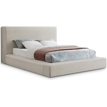 Meridian Furniture DevinBeige-Q Devin Collection Modern | Contemporary Bed with Luxe Linen Textur... | Amazon (US)