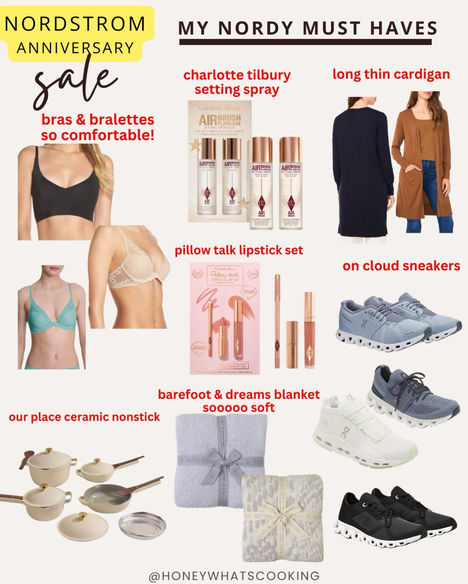My Nordstrom must-haves! I have these products and love them. My On sneakers are so cute - I use them for home workouts. Best bralettes by true & co. #nordstromsale #anniversarysale 