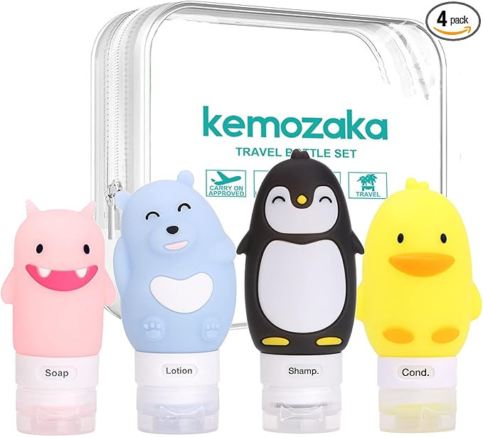 kemozaka Cute Silicone Travel Size Bottles Set for Toiletries, BPA Free, Leak Proof Squeezable Tr... | Amazon (US)