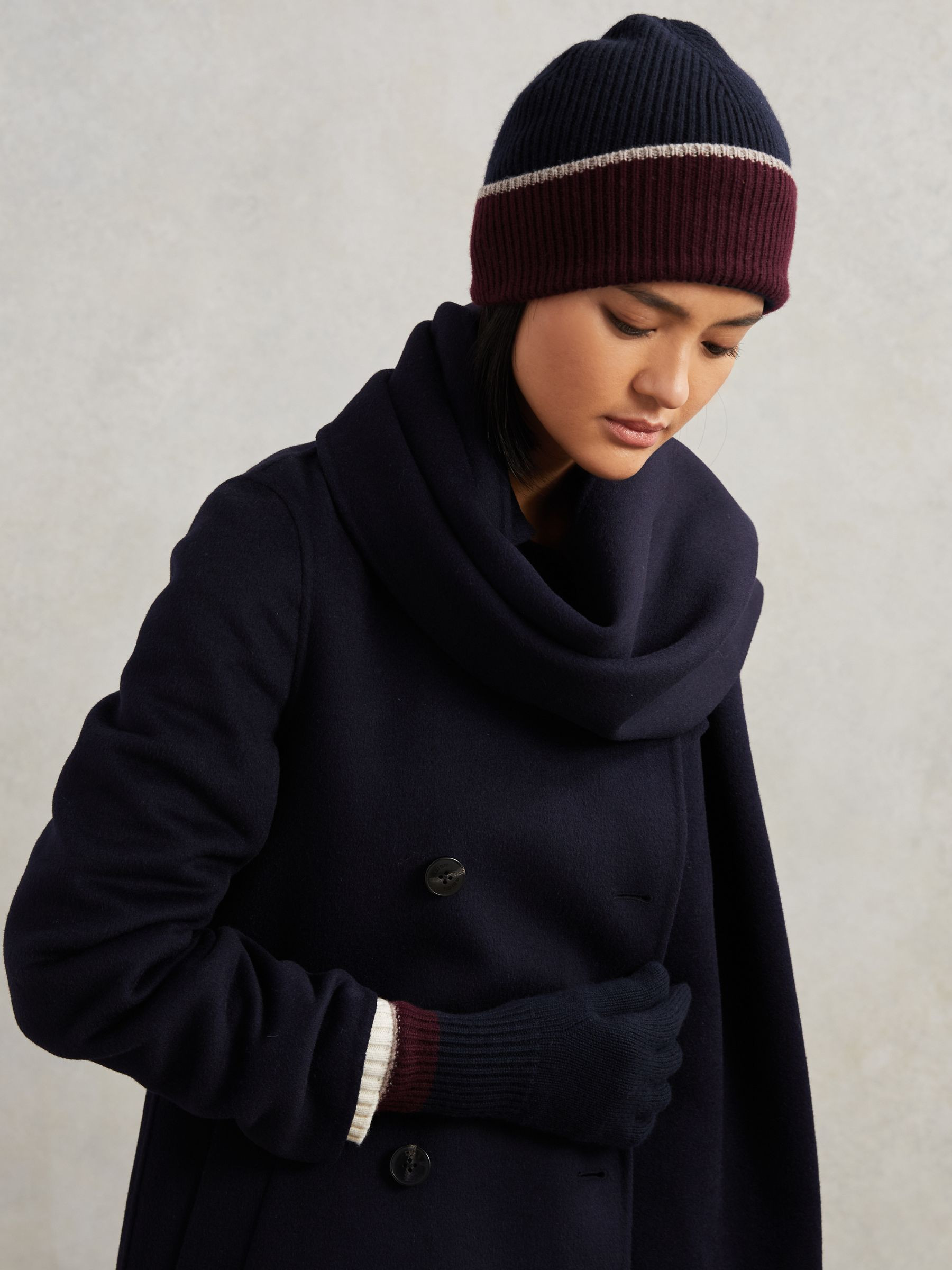 Reiss Wool-Blend Tipped Beanie in Navy - REISS | Reiss UK