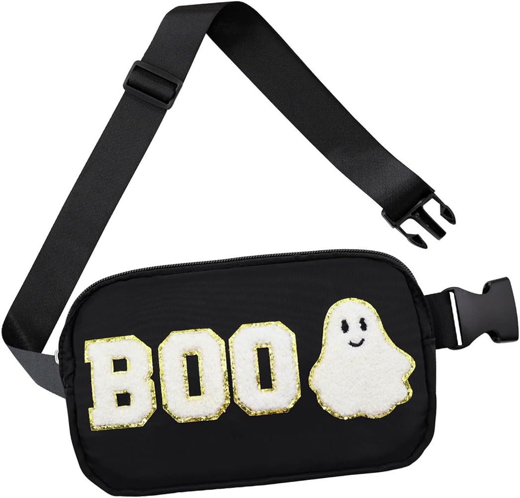 Halloween Crossbody Bag Ghost Purse Cute Spooky Gothic BOO Letter Belt Bag Packs Halloween Fanny ... | Amazon (US)