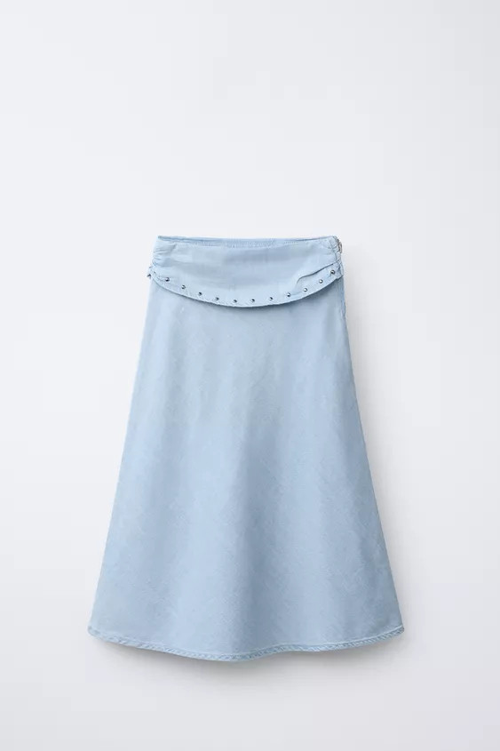 STUDDED FLOWY MIDI SKIRT | Zara US