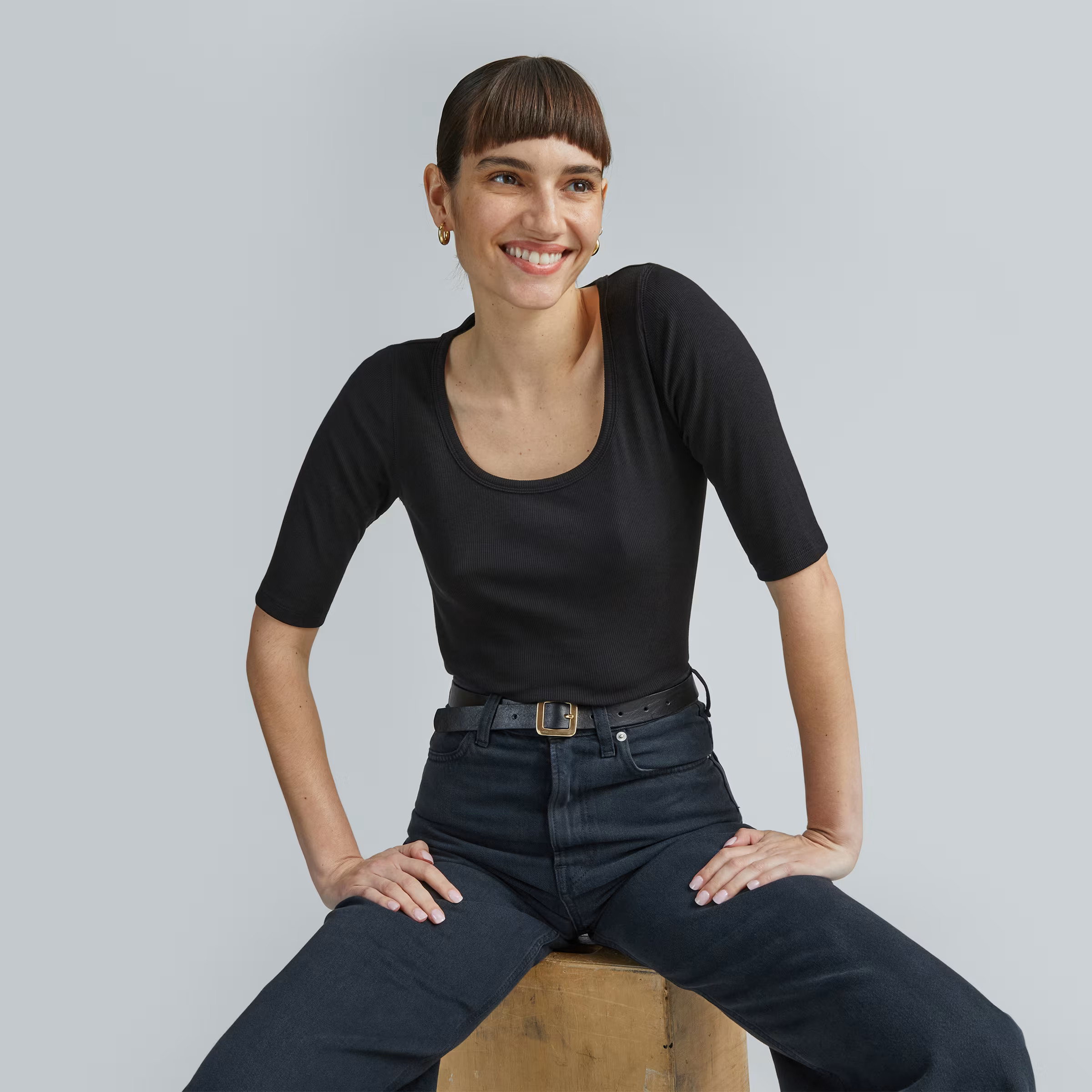 The Supima® Micro-Rib Scoop-Neck Tee | Everlane