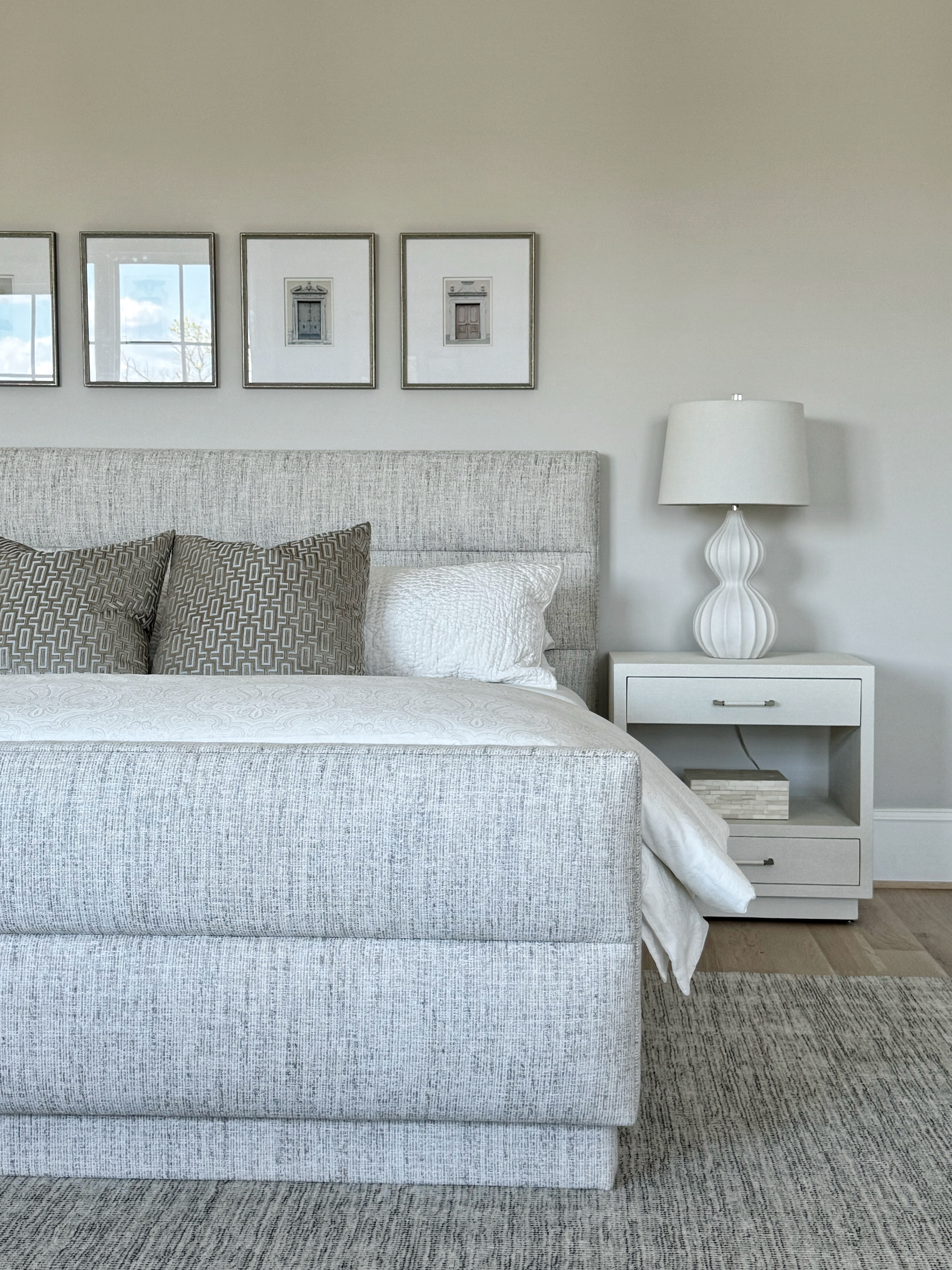 Shop the Look: Boxwood Bedroom Design

upholstered bed, neutral rug, nightstand, table lamp, pillow cover, pillow inserts, art, framed art, gallery wall

 

 #LTKHome