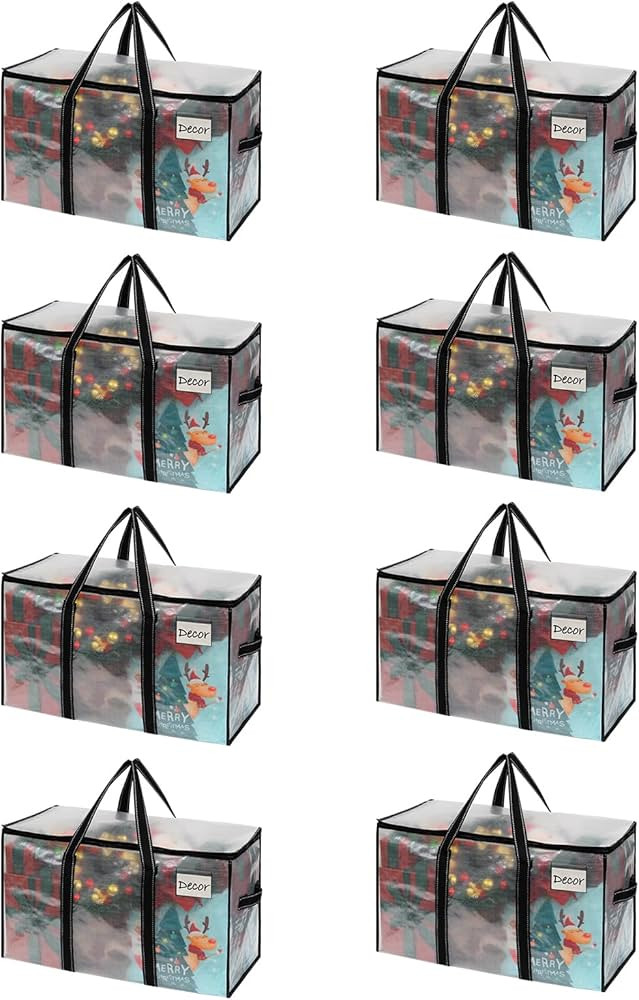 VENO 8 Pack Moving Bags & Large Christmas Storage Bins with lids for Decorations, Garland, Lights... | Amazon (US)
