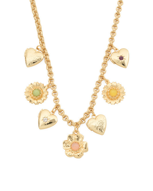 Made In Usa 24kt Gold Plated Spring Charms Necklace | TJ Maxx