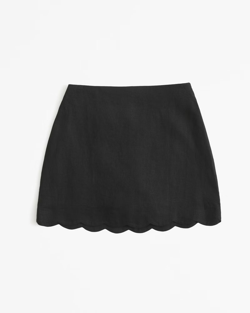 Women's Premium Linen Scallop-Hem Mini Skort | Women's Bottoms | Abercrombie.com | Abercrombie & Fitch (US)