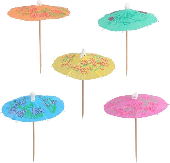 LUOEM Umbrella Parasol Cocktail Picks Cocktail Parasol Drink Cupcake Toppers Umbrella Paper Paras... | Amazon (US)