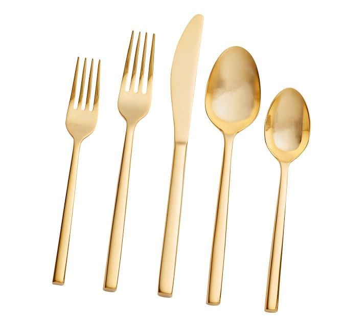 Luna Brushed Gold Flatware | Pottery Barn (US)