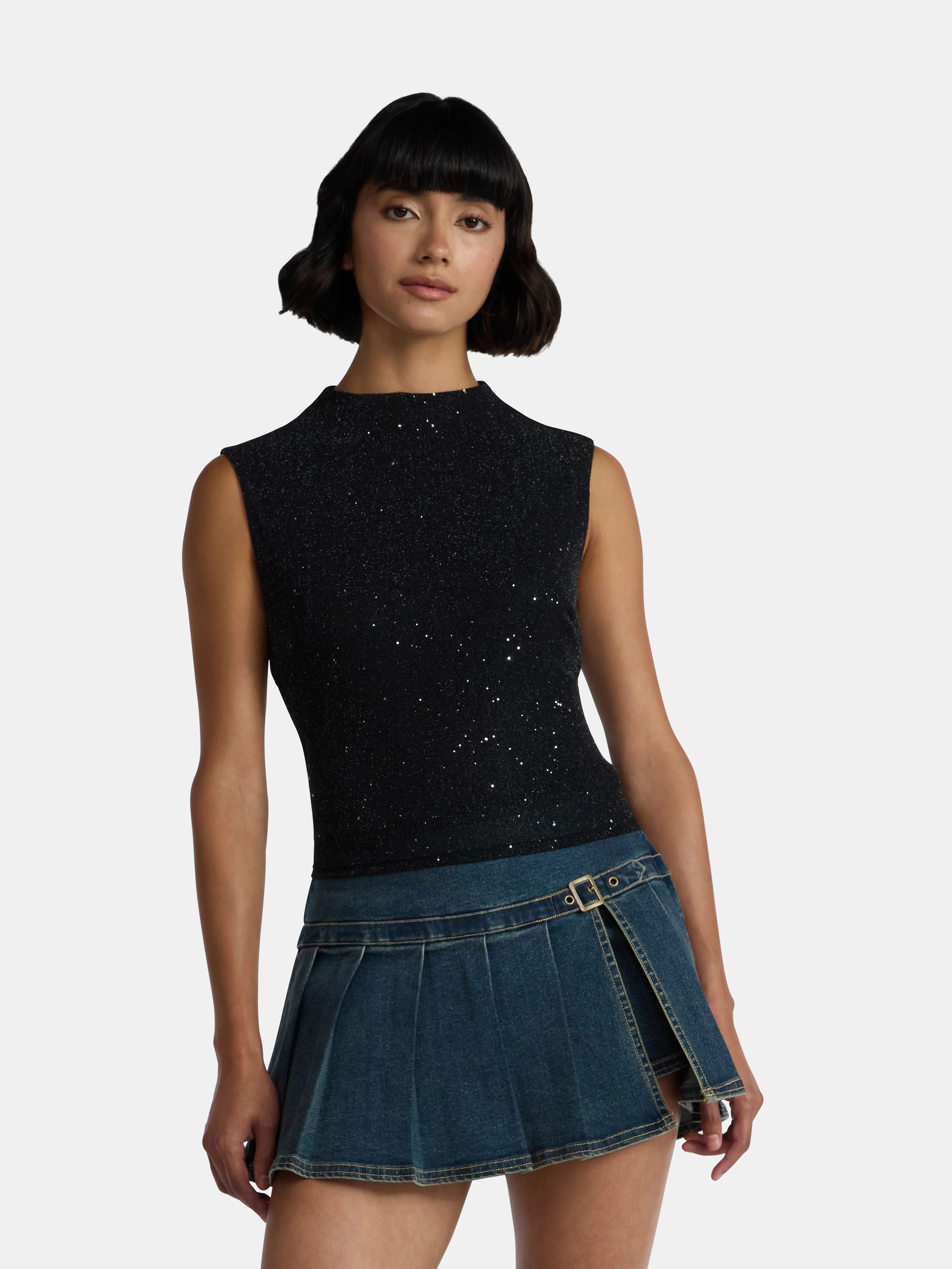 Madden NYC Women’s Sleeveless Sparkle Top | Walmart (US)