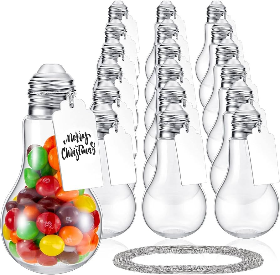 Tessco 48 Pieces 100 ML Plastic Light Bulb Jars with Card and String, Light Bulb Candy Containers... | Amazon (US)