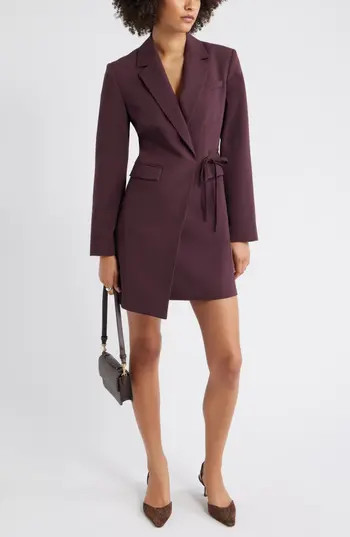 Open Edit The Icon Suiting Wrap Blazer Dress in Burgundy Fudge at Nordstrom Rack, Size Xx-Small | Nordstrom Rack