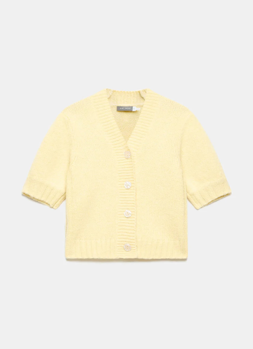 Yellow Wool Blend Knit Cardigan | Mint Velvet