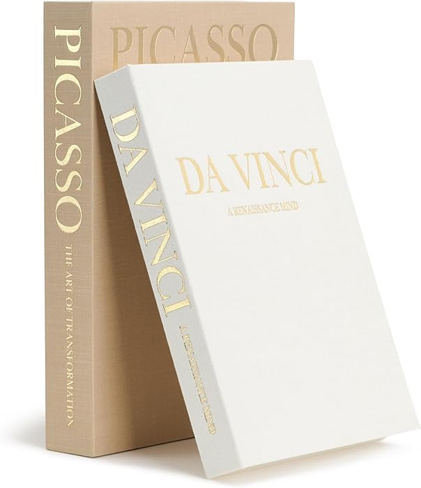 Decorative Storage Books Set (2) – Premium Linen Coffee Table Decor – Neutral Taupe & Beige ... | Amazon (US)