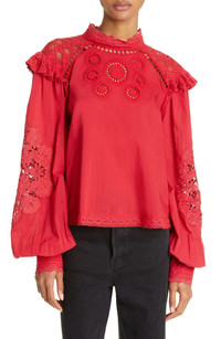 Click for more info about Romantic Red Cotton Blouse