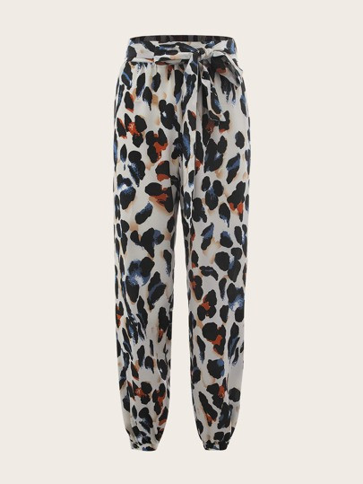 SHEIN Allover Print Tie Front Slit Hem Pants
   SKU: sw2203298947115944      
          (3 Review... | SHEIN