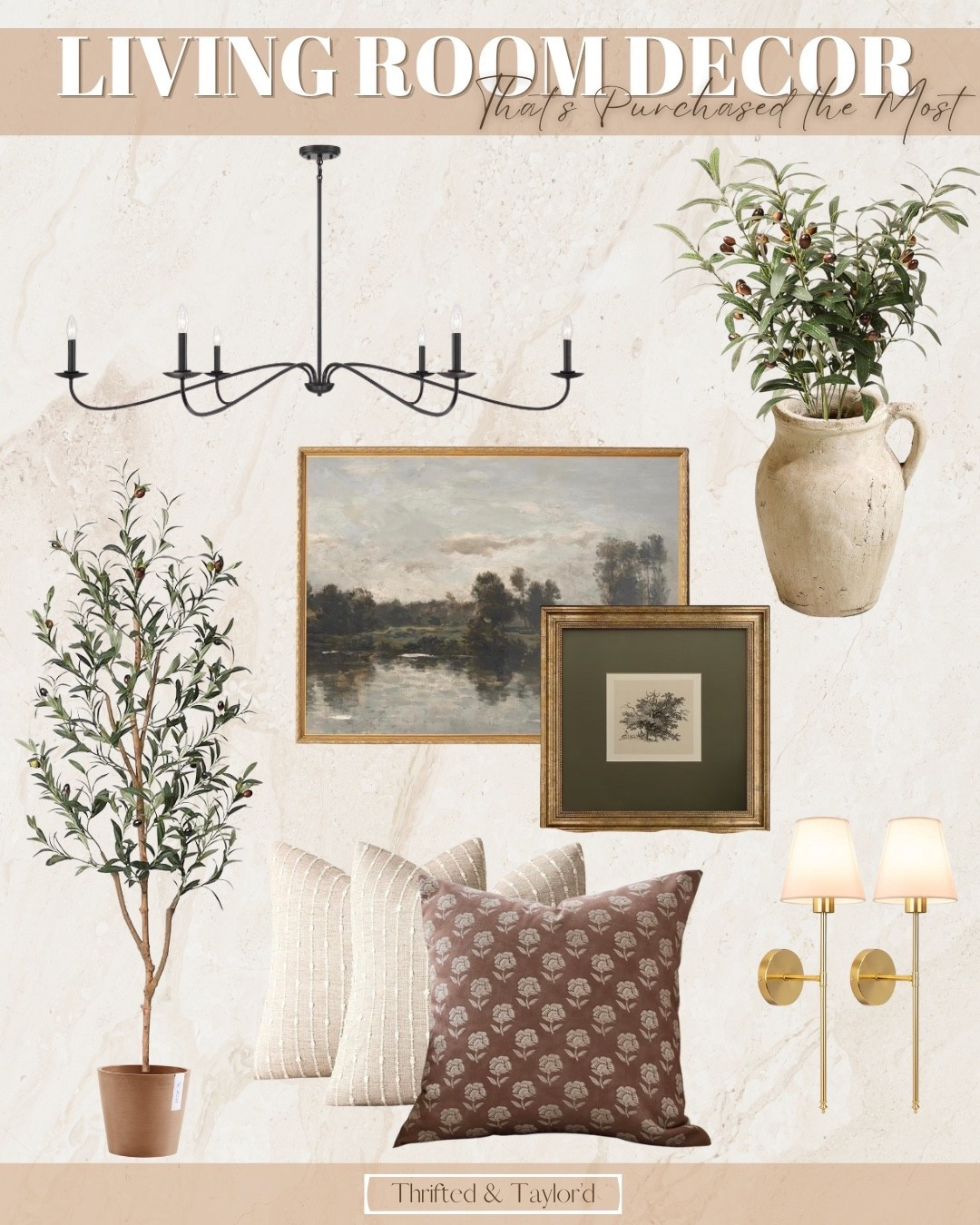 I wanted to put together a simple living room decor guide featuring the pieces you all seem to love most. 

These are items that consistently get saved, clicked, and asked about—so rather than letting them get lost in older posts, I thought it would be helpful to gather everything in one place.

What I love about these pieces is how timeless they feel. Nothing too trendy, nothing that feels tied to one specific style. They’re the kind of decor items that quietly work in so many homes—classic lighting, soft neutral pillows, warm greenery, and art that adds character without overpowering a space.

If you’re slowly collecting pieces for your living room or just want to see what’s been resonating lately, this guide is a good one to bookmark. Everything here is easy to layer in and meant to grow with your space over time. 

#LTKHome