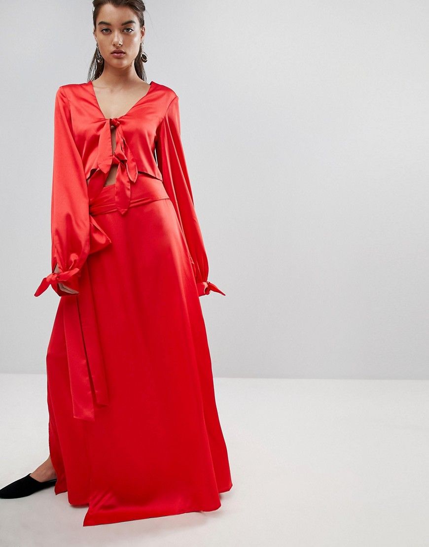 Stylemafia Split Maxi Skirt Two-Piece - Red | ASOS US