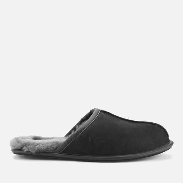 UGG Men's Scuff Leather Skeepskin Slippers - Black | Allsole (Global)