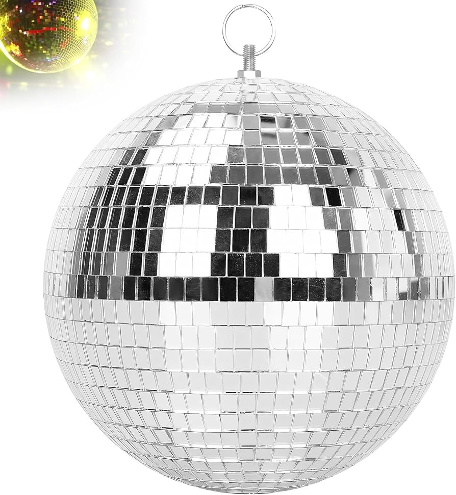 15cm Disco Mirror Ball with Stable Hanging Ring, Multi-Faceted Mirror Silver Glitter Ball for Par... | Amazon (UK)