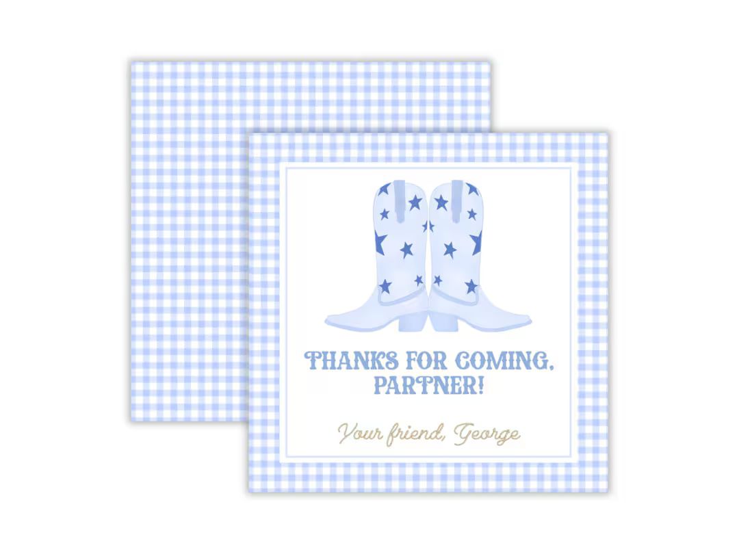 Watercolor Boy's First Rodeo Party Favor Tag Preppy First Rodeo Thank You Tag Cowboy Party Favor ... | Etsy (US)