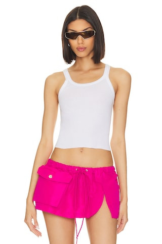 x Hanes Cropped Rib Tank in Optic White from Revolve.com | Revolve Clothing (Global)