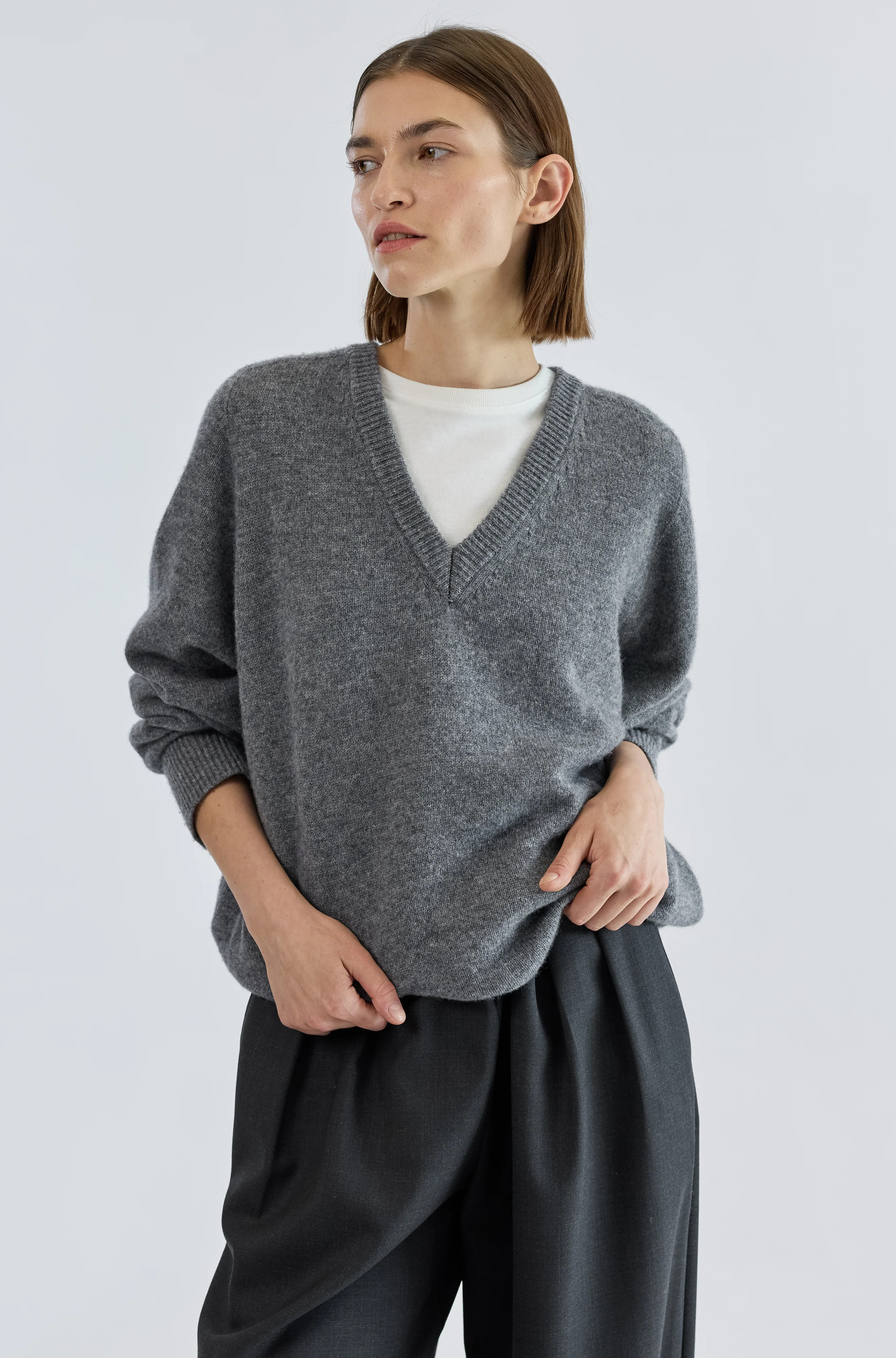 Wool V Neck Sweater | Almina Concept