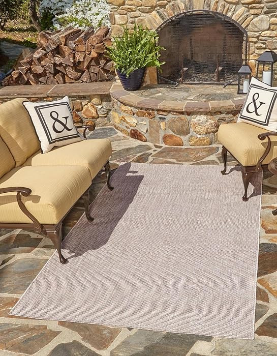 Unique Loom Outdoor Solid Collection Area Rug (3' 3" x 5' 3" Rectangle Beige/Ivory) | Amazon (US)