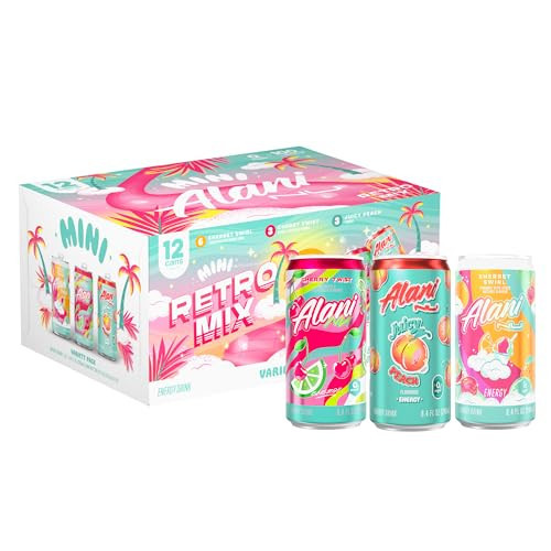 Alani Nu RETRO VARIETY PACK (Sherbet Swirl, Juicy Peach and Cherry Twist), Low Calorie Energy Drinks, 100mg Caffeine, Biotin, B Vitamins, Zero Sugar, 10 Calories or Less, 8 Fl Oz Cans, 12 Pack | Amazon (US)