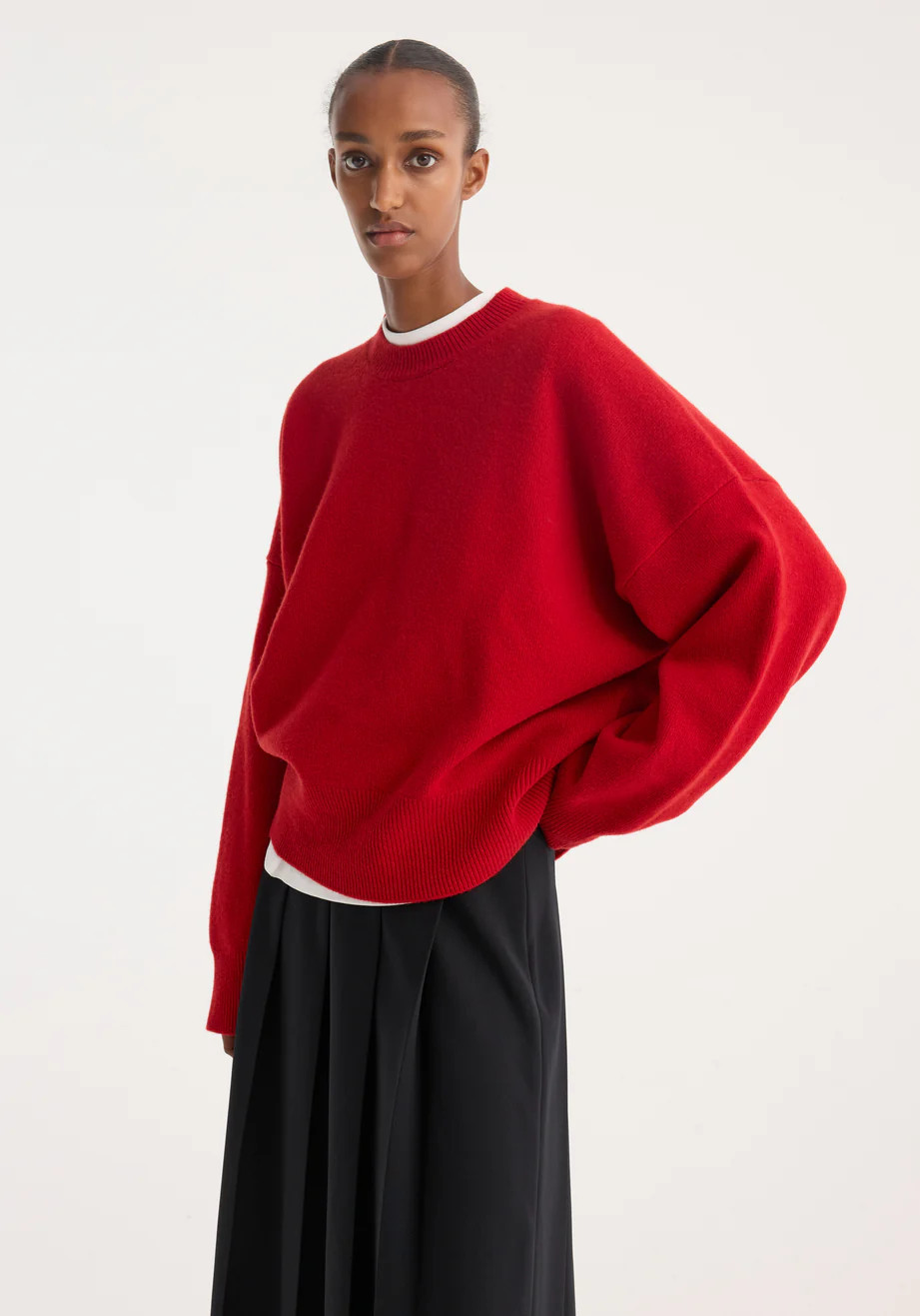 boiled wool crewneck | rosso | Rohe