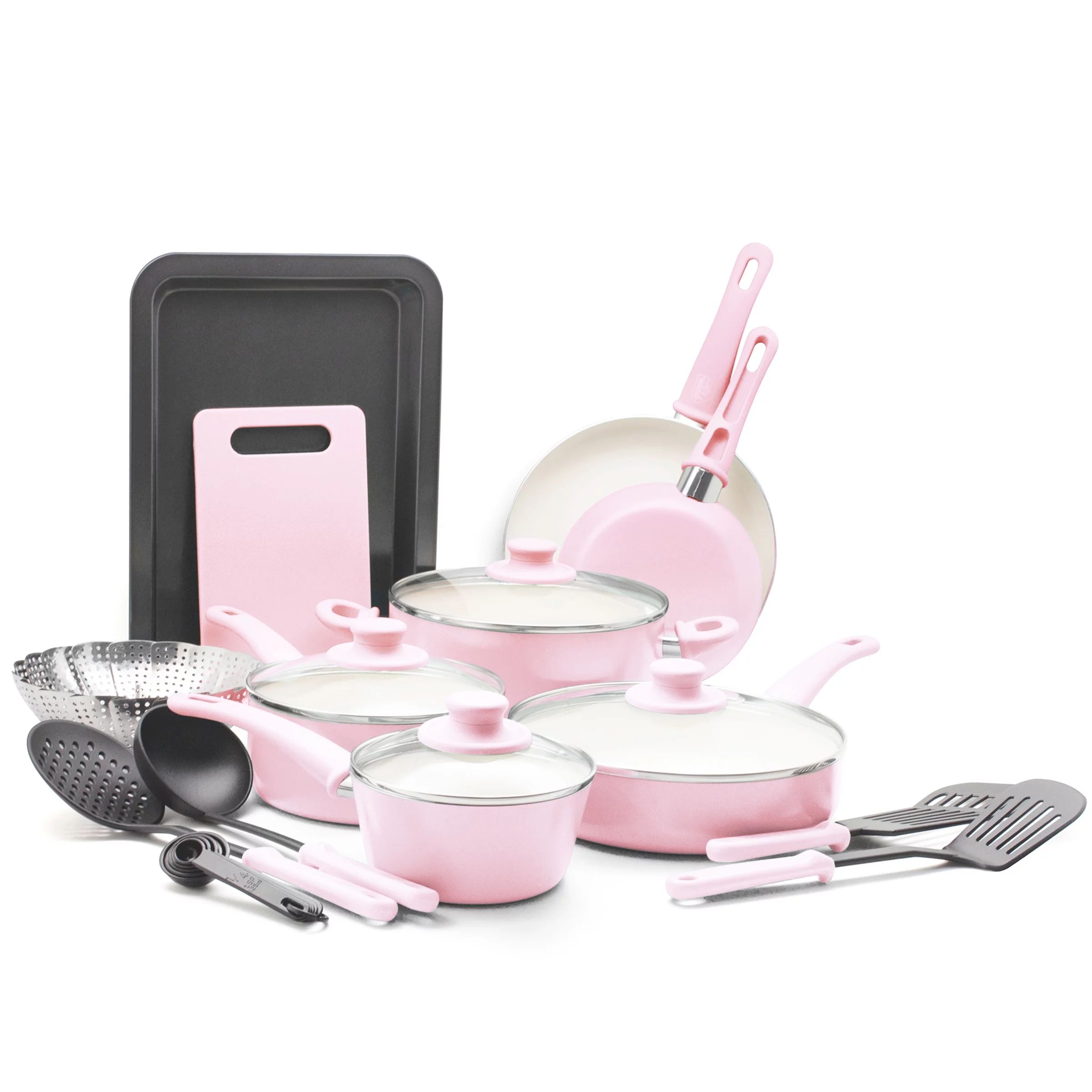 GreenLife Soft Grip 18 Piece Cookware Set, Pink - Walmart.com | Walmart (US)