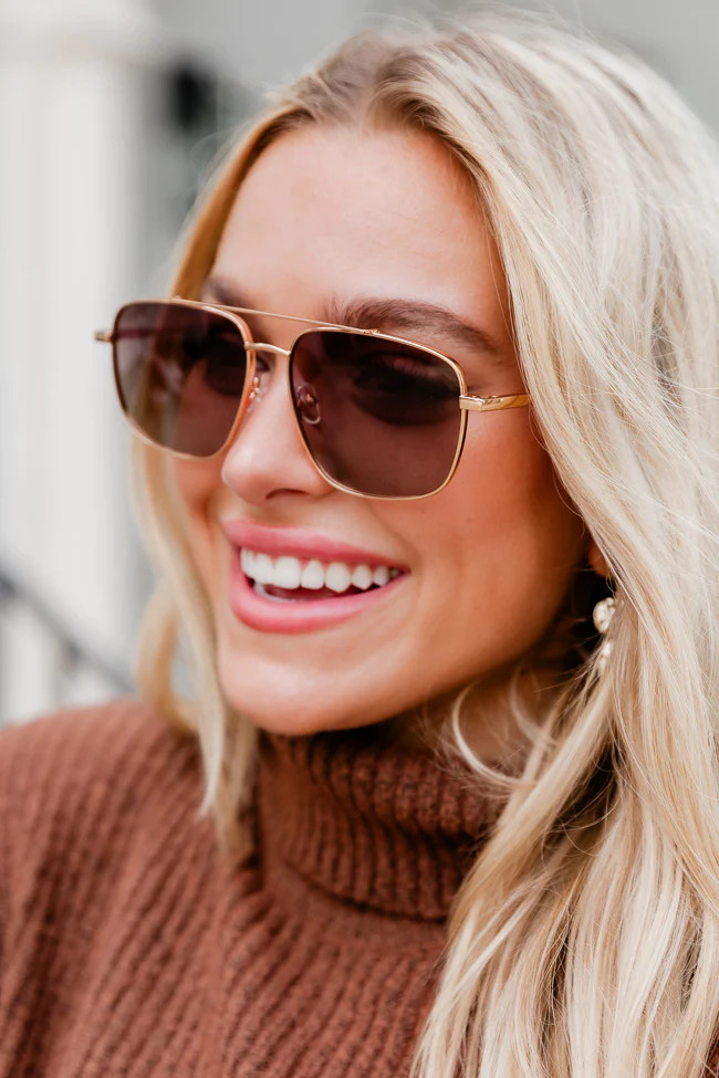 Johnson Gold Brown Sunglasses | Pink Lily